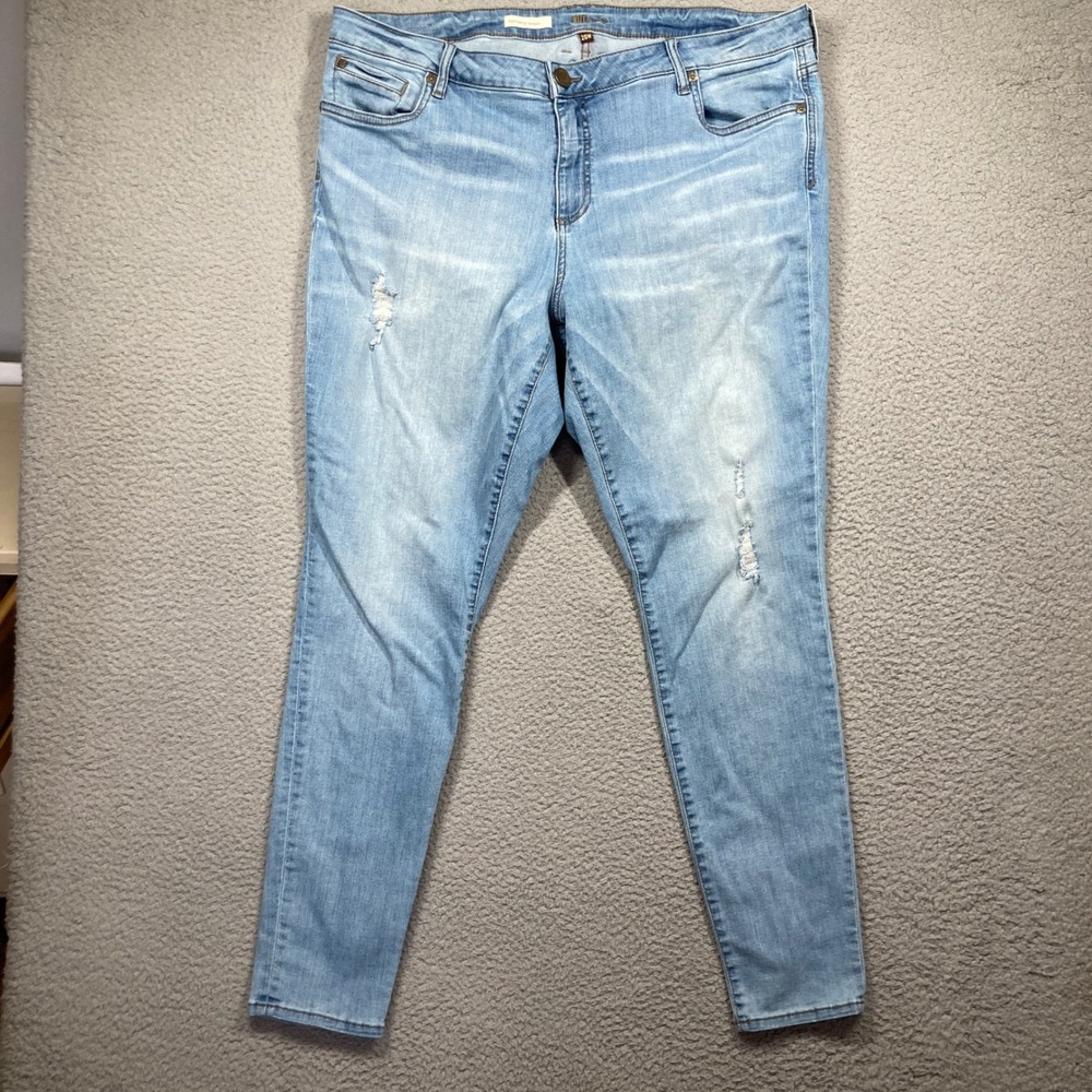 Kut from the Kloth Toothpick Skinny Jeans Women 20W‎ Light Wash Distressed Denim